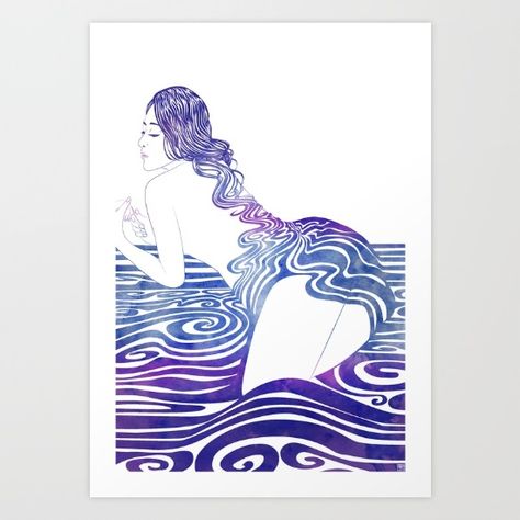 A Mythological sea nymph by artist Stevyn Llewellyn, available here: https://society6.com/product/water-nymph-xix_print#1=45 Stevyn Llewellyn, Sea Nymph, Water Nymph, Water Nymphs, Yahoo Search, Abstract Prints, Wall Prints, Image Search, Female Sketch