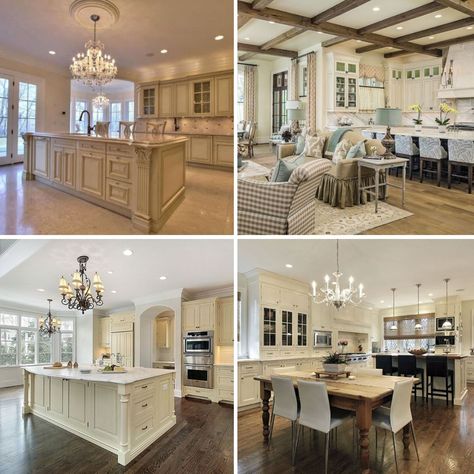 different kitchen designs with cream cabinets Cream Colored Kitchen Cabinets With Dark Countertops, Kitchens With Cream Cabinets, Cream Cabinets Kitchen, Kitchen Cabinets Cream, Cream Kitchen Ideas, Cream Cupboards, Cream Kitchens, Cream Colored Kitchens, Cream Colored Kitchen Cabinets