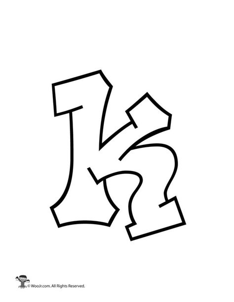 K Graffiti Letters, Drawing Ideas Letters, Graffiti Bubble Letters, Graffiti Letters Styles, Free Graffiti Fonts, Letter K Design, Bubble Letters Alphabet, Alphabet Graffiti, Graffiti Lettering Alphabet