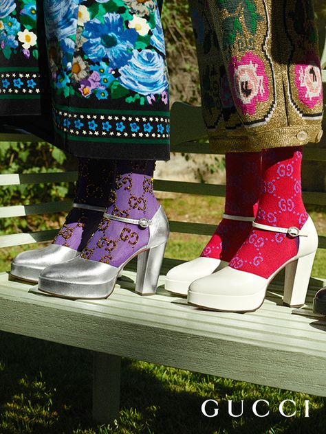 Socks And Platform Heels, Gucci Allesandro Michele, Gucci Maximalism, Gucci Alessandro Michele, Alessandro Michele Gucci, Gucci 2018, Gucci Cruise, Socks Outfit, Gucci Runway