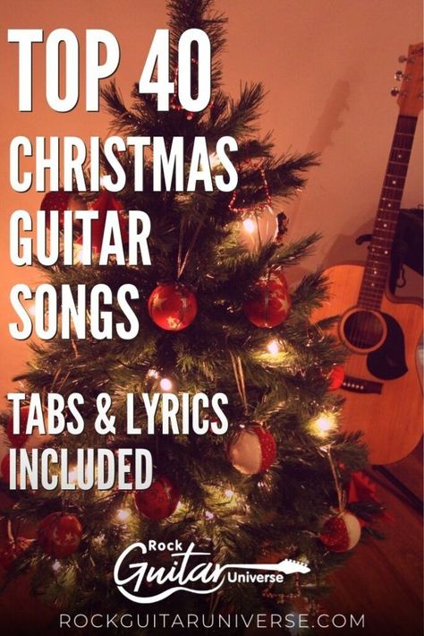 The holidays are almost upon us. We are getting closer to that time where Christmas songs and carols will be heard everywhere. There is no better way to share the joy than learning to play some Christmas songs on the guitar. check these amazing 40 Christmas guitar songs, tabs & lyrics included #christmas #guitar #songs Christmas Guitar Songs, Guitar Christmas Songs, Guitar Tabs Songs Rock, Christmas Chords, Christmas Guitar, Popular Christmas Songs, Guitar Songs For Beginners, Guitar Tabs For Beginners, Xmas Songs