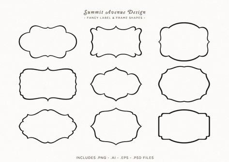 Fancy Frames & Label Shapes by Summit Avenue on @creativemarket Fancy Frames, Label Shapes, Black Png, Object Drawing, Png Transparent Background, Creative Sketches, Crafty Projects, Pencil Illustration, Vintage Labels