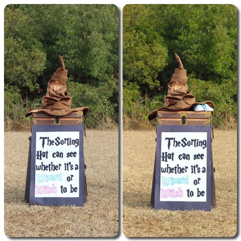 Sorting hat gender reveal Harry Potter Gender Reveal Shirts, Which Or Wizard Gender Reveal, Harry Potter Themed Gender Reveal Party, Harry Potter Themed Gender Reveal, Sorting Hat Gender Reveal, Witch Or Wizard Gender Reveal, Harry Potter Shower Ideas, Harry Potter Gender Reveal, Harry Potter Shower