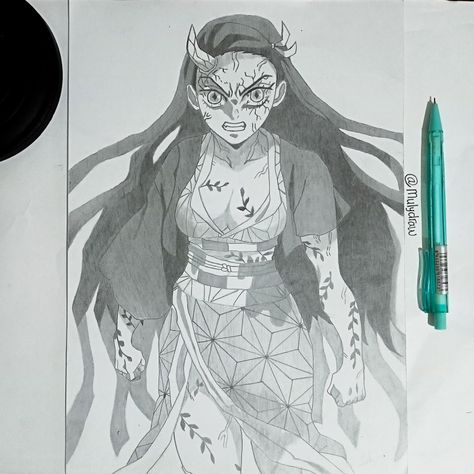 Demon Slayer Nezuko Drawing Sketch, Nezuko Demon Drawing, Nezuko Pencil Sketch, Demon Slayer Nezuko Drawing, Nezuko Drawing Sketch, Nezuko Sketch, Tanjiro Drawing, Nezuko Drawing, Demon Sketch