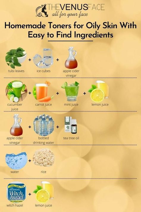 Skin Infographic, Diy Toner Face, Toners For Oily Skin, Homemade Face Toner, Oily Hair Remedies, Toner For Oily Skin, Natural Face Toner, Homemade Toner, Tulsi Leaves