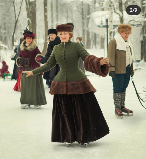 1800 Winter Outfits, 1900s Winter Fashion, 18th Century Winter Clothes, Dickens Era Fashion, Victorian Winter Coat, Historical Winter Clothing, 1800s Winter Fashion, 18000s Fashion, 1890s Winter Fashion