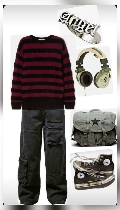 Black Aesthetic Grunge Outfit, Aesthetic Grunge Outfits Men, Romwe Outfit Ideas, Saturn Outfit, Baggy Grunge Outfit, Grunge Tomboy, Vintage Saturn, Romwe Outfit, Edgy Clothes