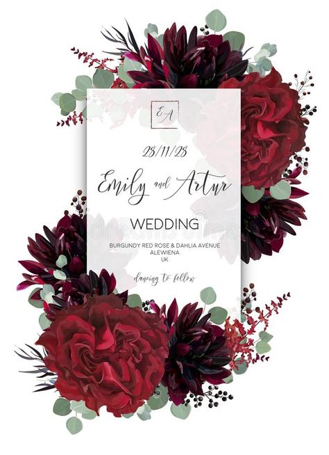 Burgundy Dahlia, Thanksgiving Floral, Wedding Invitation Background, Floral Cards Design, Floral Wedding Invitation Card, Floral Save The Dates, Wedding Invitation Card Design, Red Rose Flower, Background Beautiful