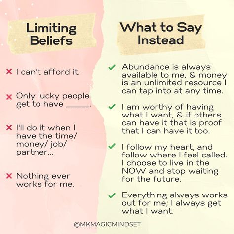 How To Release Limiting Beliefs, What Are Limiting Beliefs, Changing Limiting Beliefs, Overcoming Limiting Beliefs, Limiting Beliefs Examples, Limiting Beliefs Affirmations, Baddie Money, Identity Shift, Positive Beliefs