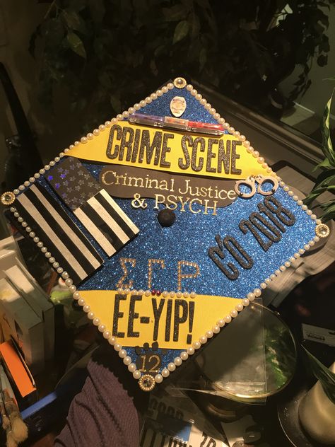 My University graduation cap! #CriminalJustice #Graduation #GraduationCap #Criminal #Justice #SGRho #SigmaGammaRho #GSU #Georgia State University Funny Graduation Caps, Grad Picture Ideas, College Grad Cap Ideas, High School Graduation Cap, College Graduation Cap Decoration, Grad Cap Designs, Georgia State University, Diy Graduation Cap, College Graduation Pictures