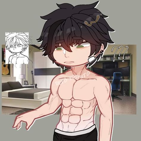 Gacha Life Abs Base, Gacha Abs Base Drawing, Gacha Abs Tutorial, Abs Base Drawing, Gacha Abs Trace, Abs Gacha Base, How To Draw Abs Gacha, Hot Gacha Club Male Oc, How To Draw Six Pack