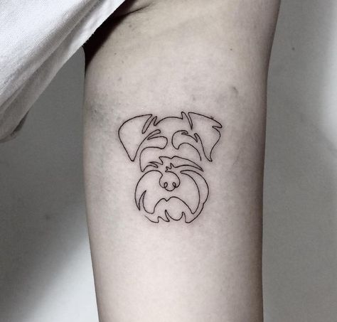 White Dog Tattoo, Schnauzer Tattoo Ideas, Schnauzer Tattoo, Tatoo Dog, Pink Tattoo, Omerta Tattoo, Petite Tattoos, Black And White Dog, Discreet Tattoos