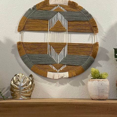 Macrame Hoop in Mustard and Black Boho Home Decor Funkyfibersmn Eclectic Decor Geometric Macrame - Etsy.de Geometric Macrame, Decor Marin, Growth Chart Wood, Wall Growth Chart, Macrame Hoop, Rustic Wood Wall Art, Large Wood Wall Art, Wood Wall Sculpture, Scandi Home