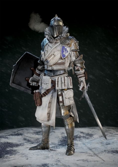 Poleaxe Knight, Frostpunk Concept Art, Tactical Knight, Medieval Knight Art, Knight Pose, Ice Knight, Frost Knight, French Knight, Rune Knight