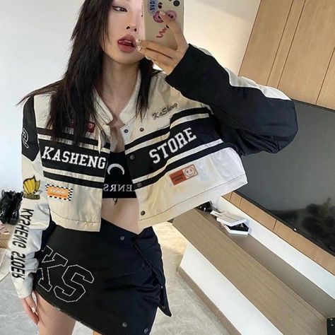 Race Car Jacket, Car Jacket, Women Loose Shirt, Baseball Jacket Women, Print Outerwear, Couple Jacket, Varsity Jacket Women, Stand Collar Coat