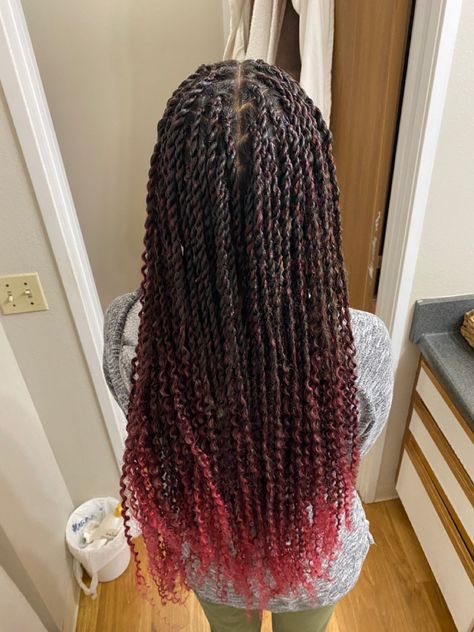 Crochet hair twisted with hair; tailbone length Mini Passion Twists, Rope Twists, Passion Twists, Braided Styles, Braided Cornrow Hairstyles, Red Rope, Rope Twist, Girls Hairstyles Braids, Cornrow