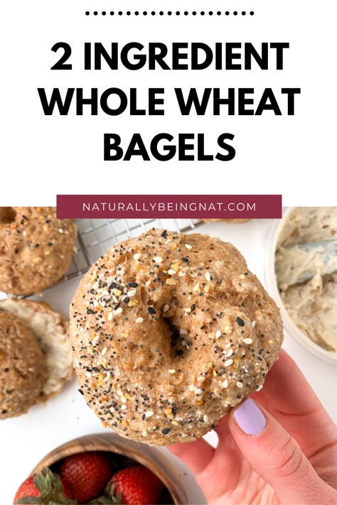 Whole 30 Bagels, Whole Wheat Greek Yogurt Bagels, 100 Whole Wheat Recipes, Whole Wheat Bagel Recipe, Whole Wheat Bagels, Protein Biscuits, 2 Ingredient Bagels, Protein Bagels, Savory Breakfast Ideas