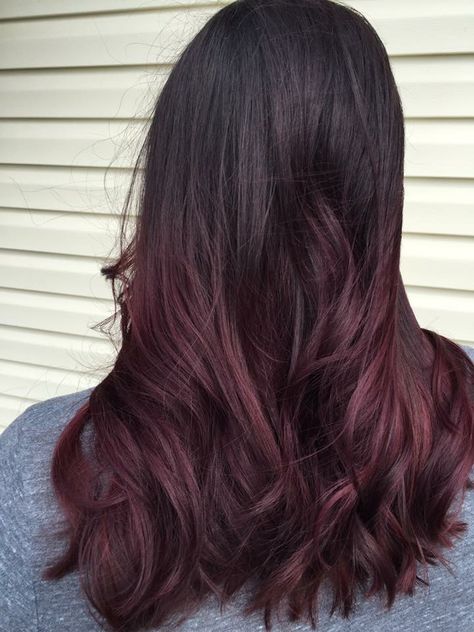 Burgundy Balayage Long Hair, Wine Hair Colour For Indian Skin, Wine Red Ombre Hair, Hair Colour For Indian Skin Brown Ombre, Burgundy Hair Colour For Indian Skin, Ombre Burgundy Hair, Red Dip Dye Hair, Burgundy Ombre Hair, Ombre Red Hair