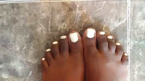 Toes nails Nut White Toes, White And Gold Toes Pedicure, Pearl White Pedicure Toenails, Toe Pics White Nails, White Gemstone Toe Rings, Toes Nails, Toe Nails, Nails