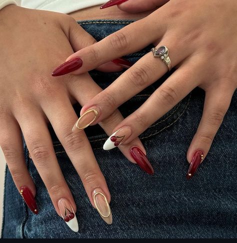 Nails Cherry, Cherry Nail, Nail Trend, Cherry Nails, Classy Acrylic Nails, Nail Jewelry, Get Nails, Red Cherry, Oval Nails