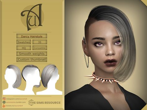 Half Shaved Hair, Half Shaved, Goth Look, Sims Hair, Ts4 Cc, Ombre Color, The Sims4, Shaved Hair, Sims 4 Cc