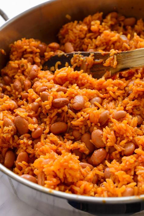 Spanish Rice And Beans Puerto Rico, Spanish Beans Recipe, Spanish Rice And Beans Recipe, Spanish Rice And Beans, Meatless Entrees, Spanish Rice Easy, Vegan Jambalaya, Bacon Pancakes, Rice And Beans Recipe