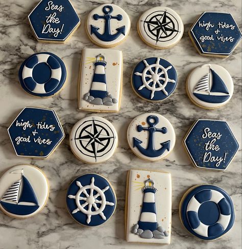 Cruise Ship Cookies Decorated, Sailing Cookies Decorated, Nautical Theme Cookies, Boat Cookies Decorated, Lighthouse Cookies Decorated, Cruise Cookies Decorated, Nautical Cookies Decorated, Lighthouse Cookies, Coastal Cookies