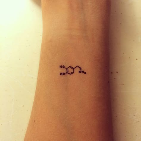 Dopamine Chemical Structure, Chemical Structure Tattoo, Love Chemical, Chemical Tattoo, Dopamine Tattoo, Chemistry Tattoo, Spaceship Tattoo, Science Tattoo, Science Tattoos