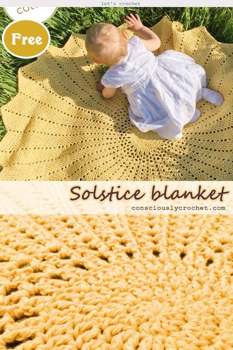 Crochet the Solstice Children Blanket Free Pattern Crochet Sunshine Blanket, Crochet Sun Blanket, Solstice Crochet, Sunshine Crochet Pattern, Round Crochet Blanket, Sunshine Baby Blanket, Sunshine Crochet, Lovey Crochet, Boy Crochet