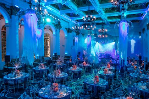 Underwater theme room layout #jellyfishdecor #jellyfishprop #bespokedecor #creativedecor #venuetransformation #corporateevent #atlantisdecor #underwaterdecor #underwaterevent #bespoke #tablecentres #underwater #atlantic #atlantis #London #8Northumberlandave #roomlayout #decor #event #area51design #eventdesign #eventdecor Underwater Party, Lost City Of Atlantis, Isle Of Wight Festival, Prom Themes, Sunken City, Underwater Theme, Sea Wedding, Ocean Wedding, Prom Theme