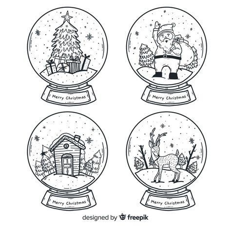 Globe Drawing, Christmas Snowball, Winter Abstract, Hand Drawn Christmas, Globe Art, Christmas Embroidery Patterns, Christmas Arts And Crafts, Christmas Doodles, Vector Christmas