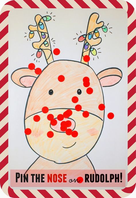 PIn the nose on Rudolph Christmas Game #creative preschoolers Pin The Nose On Rudolph, Kindergarten Christmas Party, Preschool Christmas Party, Kindergarten Party, Kindergarten Christmas, School Christmas Party, Rudolph Christmas, Christmas Game, Christmas Kindergarten