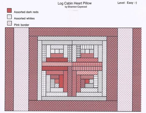 Favorite Quilting Tips and Recipes!: Log Cabin Heart Quilt Pattern Heart Quilt Patterns, Valentines Quilts, Valentines Sewing, Log Cabin Patchwork, Small Quilt Projects, Log Cabin Quilt Pattern, Log Cabin Quilt Blocks, Heart Quilt Pattern, Patchwork Heart