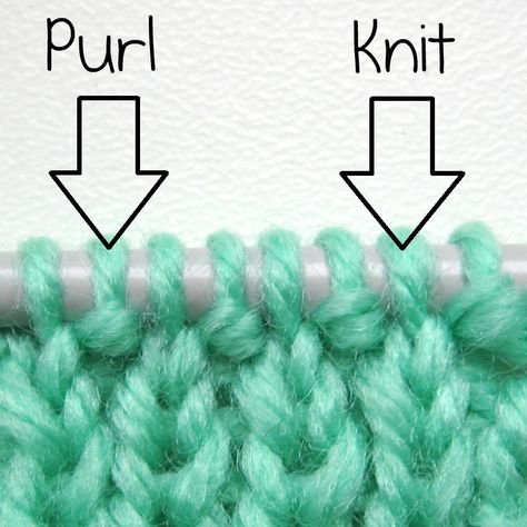 How to tell the difference between purl and knit stitch in your work and how to move back and forth between them. Knitting 101, Knit Purl Stitches, Diy Tricot, Knitting Help, Knitting Tutorials, Knitting Instructions, Purl Stitch, How To Purl Knit, Yarn Projects