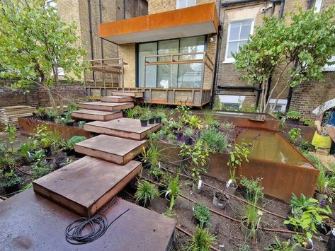 Tom Massey on Instagram: "Good to see plants going in at our Blackheath project with @lalandscapes and @hollowayarchitects Can’t wait to see the plants establish and surround the floating stair 🌿 Lots of lovely @surreyironcraft corten details too 👌 📷 @breffni_mcgeough #landscping #planting #plantingdesign #gardendesign #metalwork #corten #nearlythere" Floating Stairs, Terrace Garden, Plant Design, Terrace, Metal Working, Floating, Garden Design, Stairs, Canning