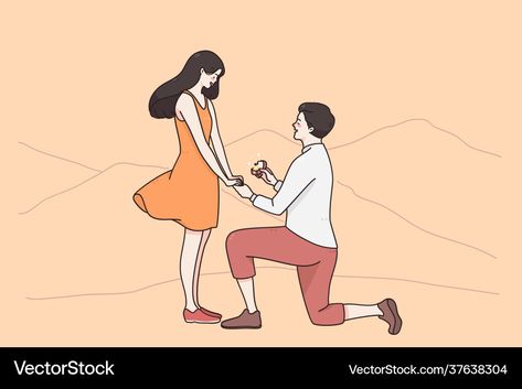 Proposal Illustration, Man Proposing, Proposal Pictures, Young Art, Man Sitting, Couple Illustration, Cartoons Love, Picture Illustration, Proposal Engagement