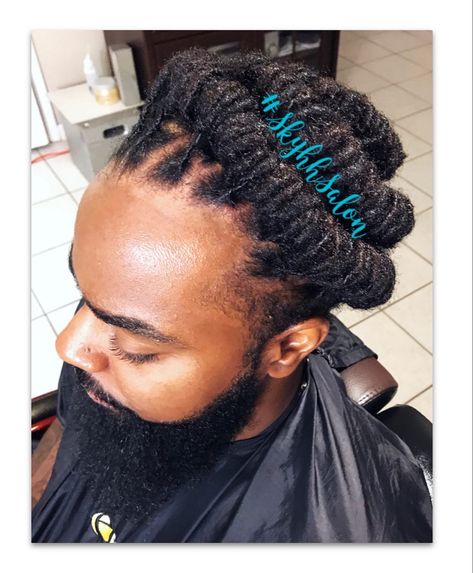 Long locs styled into a halo bun #locstyles #locs #locstylesformen #loctician #locjourney #redken Halo Loc Styles, Loc Halo, Loc Bun, Long Locs, Loc Styles For Men, Loc Styles, Locs, Halo, Barrel