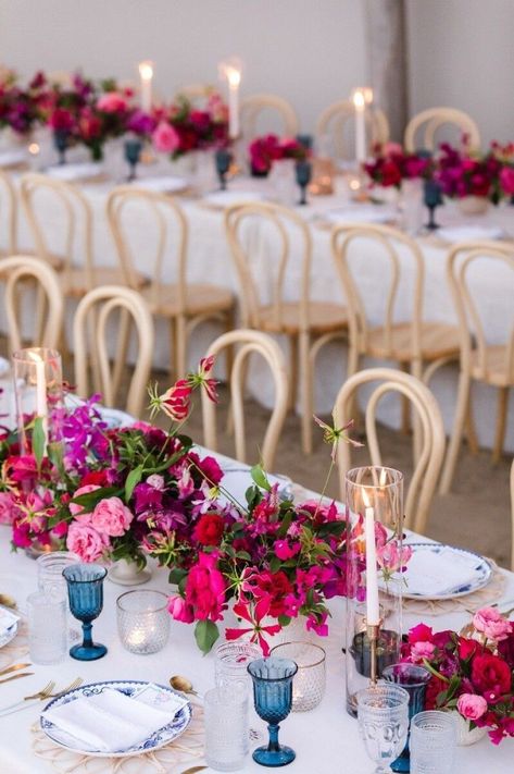 Magenta Wedding Decorations, Viva Magenta Wedding, Mamma Mia Wedding, Talavera Wedding, Pink Wedding Decor, Bougainvillea Wedding, Magenta Wedding, Mediterranean Wedding, Cabo Wedding