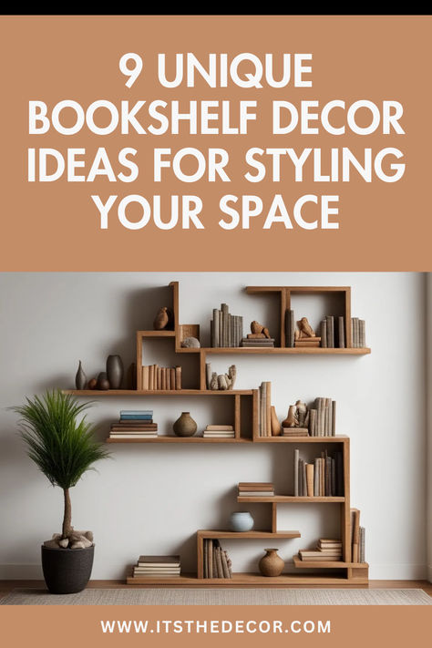 Unique Bookshelf Decor Ideas Bookshelf Design Wall, Unusual Bookshelf, Bookshelf Decor Ideas, Unique Bookshelf, Unique Bookshelves, Creative Bookshelves, Floating Bookshelf, Open Bookshelves, Library Shelves