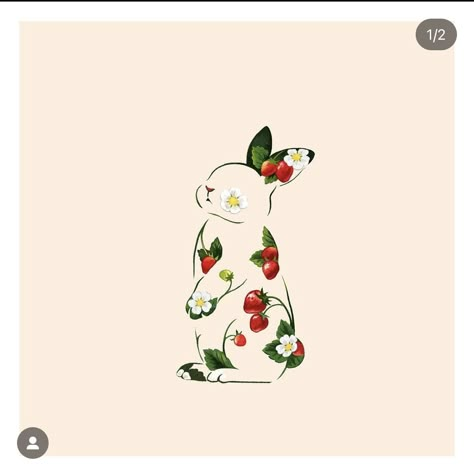 Rabbit And Flowers, Rabbit Standing, Think Tattoo, Colour Tattoo, Cool Wrist Tattoos, Bunny Tattoos, Simple Tattoo Designs, Cute Tiny Tattoos, Nail Art Designs Videos