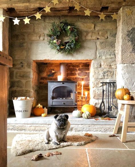 cozy fireplace for pets Cottswald Cottages Interiors, Easy Fireplace, English Homes, Comfy House, Welsh Cottage, Country Living Uk, Gorgeous Fireplaces, Homestead Ideas, Cottage Living Rooms