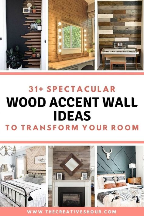 Wood Accent Wall Around Fireplace, Wood Accent Wall Bedroom With Window, Functional Accent Wall, Living Room With Wood Accent Wall, Easy Diy Accent Wall Living Room, Wooden Wall Accent, Wood Accent Wall With Shelves, Wood Accent Wall Behind Tv, Rustic Accent Walls In Living Room