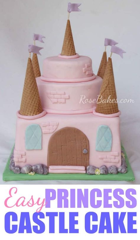 Castle Cake Diy, Easy Princess Cake, Castle Birthday Cakes, Princess Castle Cake, First Communion Cakes, Book Cakes, Princess Theme Birthday Party, Cinderella Cake, Horse Cake