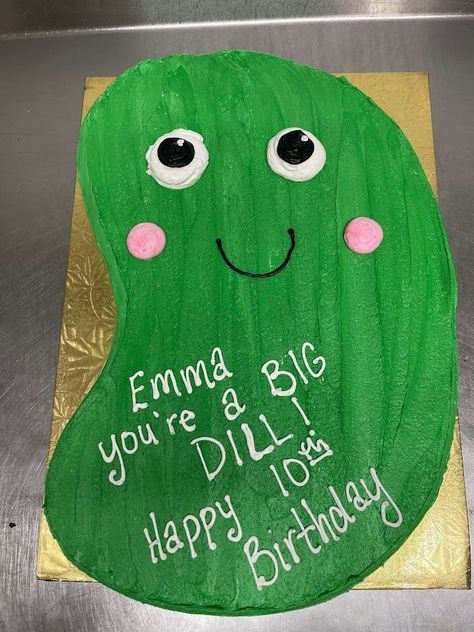 Pickle Cake, Pickle Birthday, Big Dill, Happy 10th Birthday, Cute Birthday Cakes, 10th Birthday, Cake Decoration, Birthday Cakes, Pickles