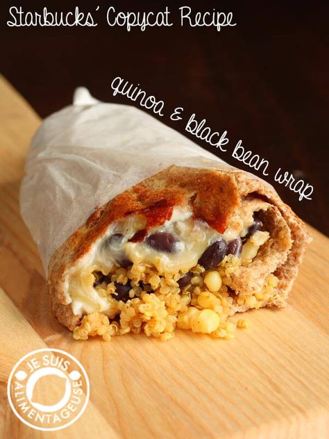 Starbucks Copycat Quinoa and Black Bean Wrap - The Viet Vegan Quinoa Wrap Recipes, Camping Pack List, Black Bean Wrap, Copycat Breakfast, Bean Wrap, Vegan Starbucks, Quinoa Wrap, Camping Meal Planning, Breakfast Wrap