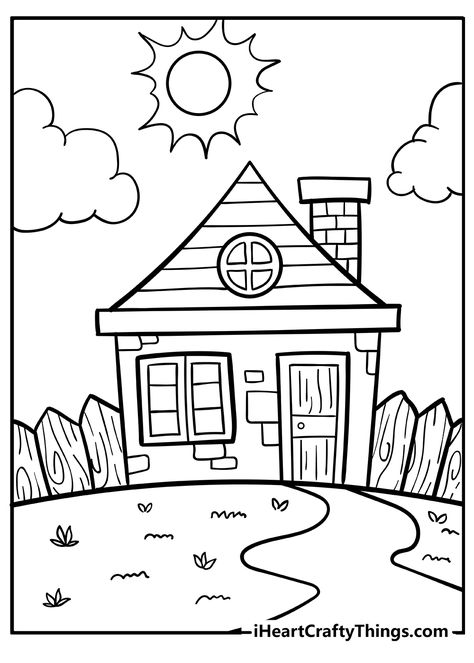 Colouring Pages For Kindergarten, Colouring For Kindergarten, Cute School Drawing, Picture For Coloring For Kids, House Colouring Pages Free Printable, Picture For Colouring, Colouring Pictures For Kids, Coloring For Kindergarten, House Coloring Pages Free Printable