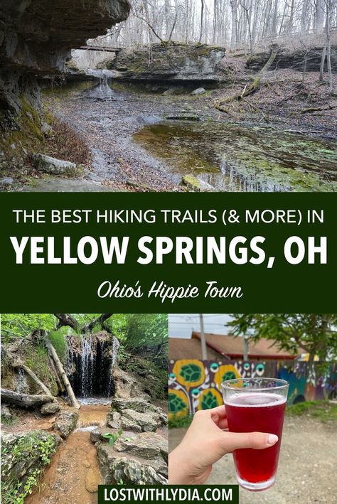 Researching the best hiking in Yellow Springs, Ohio? Use this hiking guide from Lost with Lydia to make it easy! Planning a day trip from Cincinnati or an Ohio weekend getaway to Yellow Springs is simple with the right information and tips. These trails are perfect for spring and make for a perfect Ohio vacation in 2023. Ohio Weekend Getaways, Ohio Hiking, Yellow Springs Ohio, Ohio Vacations, Summer To Do List, Ontario Travel, Ohio Travel, 100 Things To Do, Romantic Things To Do