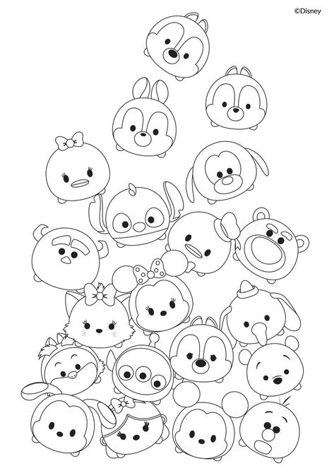 Tsum Tsum Wallpaper, Tsum Tsum Coloring Pages, Easy Disney Drawings, Baby Coloring Pages, Mickey Mouse Coloring Pages, Cute Disney Drawings, Free Coloring Sheets, Dinosaur Coloring Pages, Disney Tsum Tsum