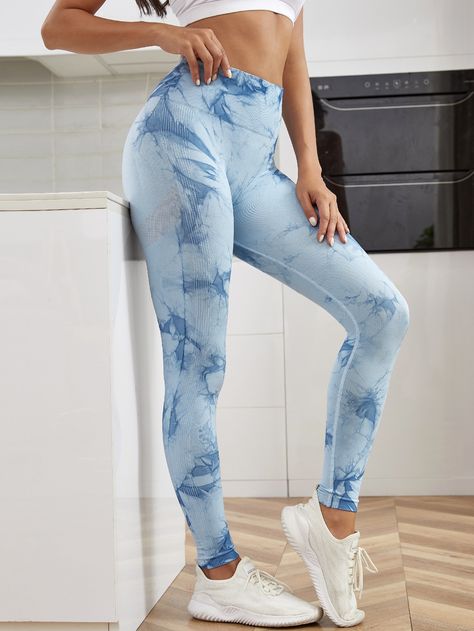 Baby Blue    Nylon Marble Regular  High Stretch  Women Activewear Blue Nylon Sportswear Leggings, Blue Sportswear Leggings, Blue Compressive Sportswear Leggings, Blue Breathable Full-length Leggings, Full-length Blue Yoga Leggings, Marble Print, Shein Style, Sports Leggings, Yoga Leggings