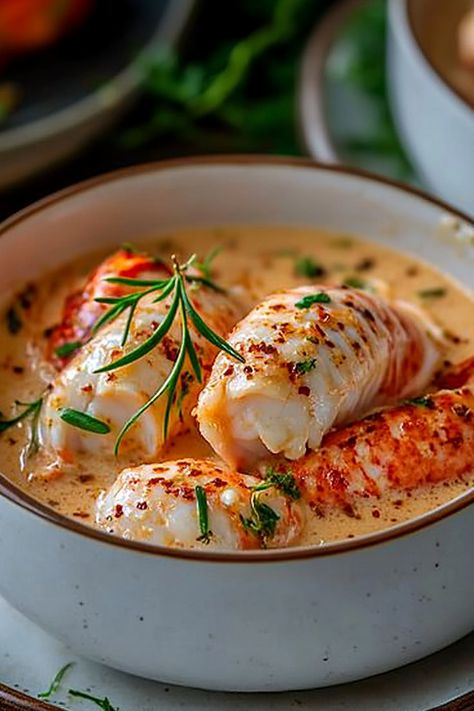 Creamy Garlic Butter Lobster Tails Lobster In Butter Sauce, Full Lobster Recipes, Creamy Garlic Lobster Tails, Grilled Lobster Tails With Herb Butter, Lobster Sauce For Steak, Garlic Butter Lobster Tails, Lobster Tail Dinner Ideas Meals, Langostino Tails Recipe, Garlic Butter Cream Sauce